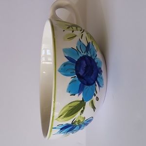 Genuine Ironstone Ware Hand Painted Blue Flowers Coffee Cup Soup Mug Japan